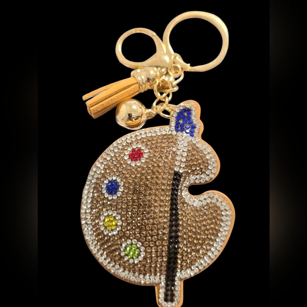 Rhinestone Paint Pallette Bag Charm / Keychain